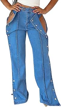【PUNCHLINE】23SS★ Blin Wide Denim Pants Fanxing Women's Fashion Jeans High Waisted Wide Leg Jeans
